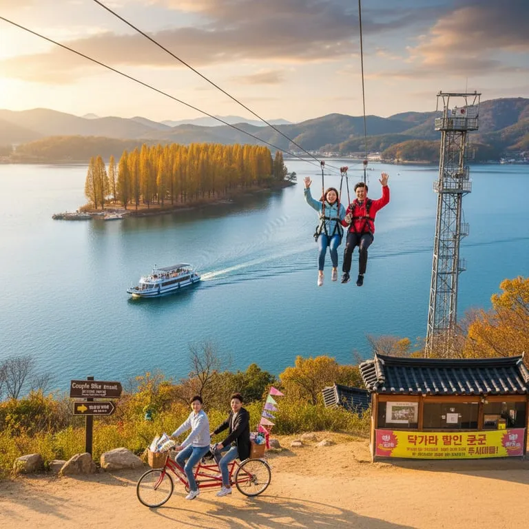 가평 남이섬 짚와이어 타고 들어가는 이색 여행, 커플 자전거 대여 요금과 닭갈비 맛집 할인 쿠폰 받는 법